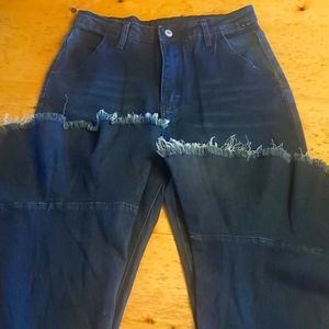 Shein dark blue flare leg jeans